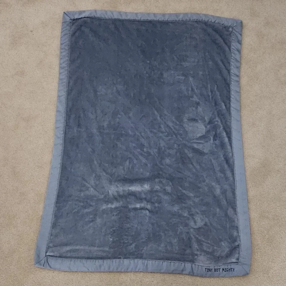 Carter's TINY BUT MIGHTY Solid Blue Fleece Baby Blanket Satin Trim 27x40